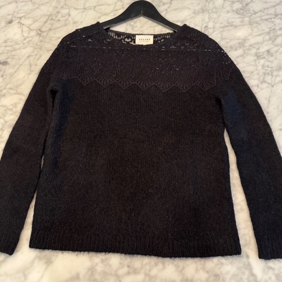 Sezane black lace knit sweater - Picture 2 of 9
